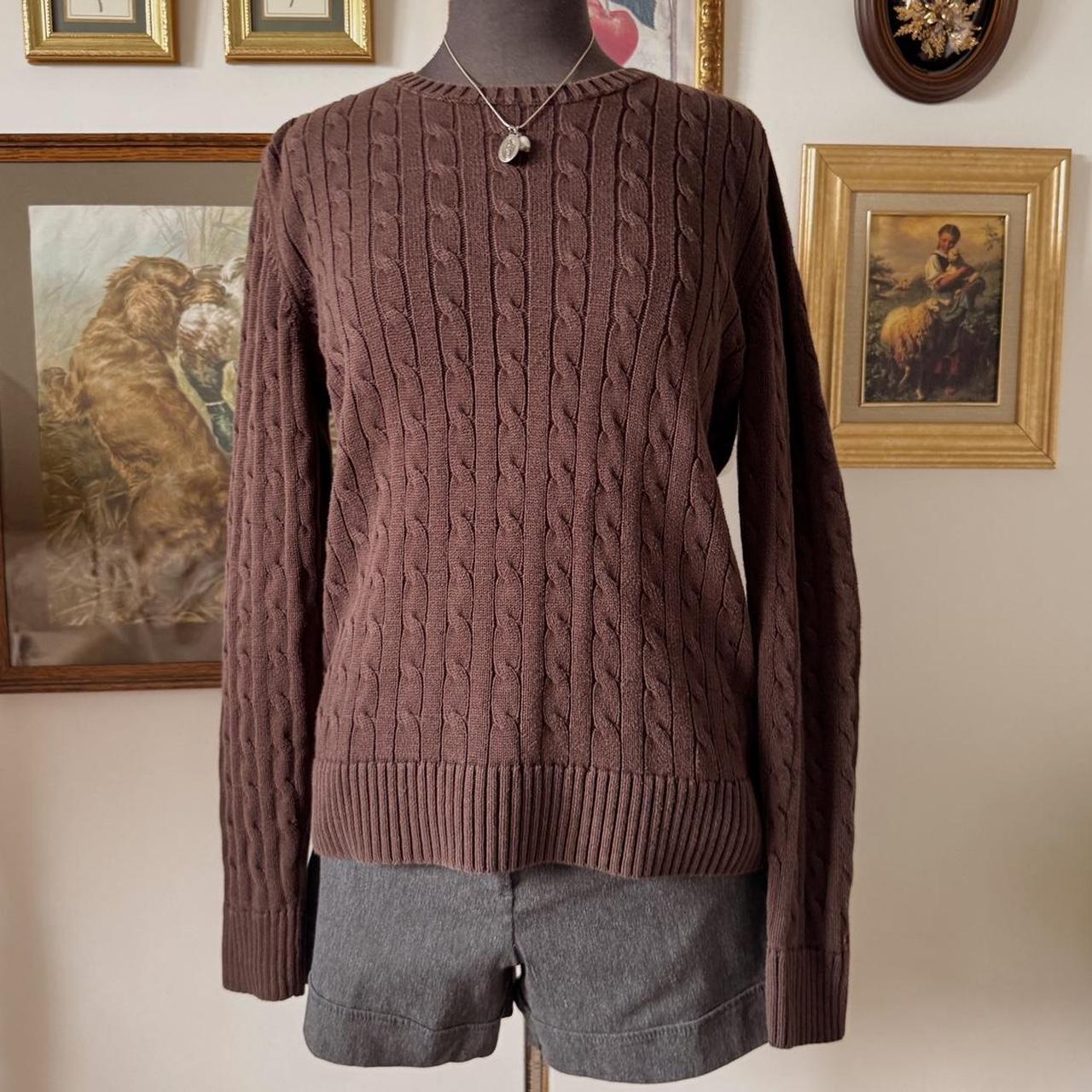 Brown cotton cable knit sweater (M)