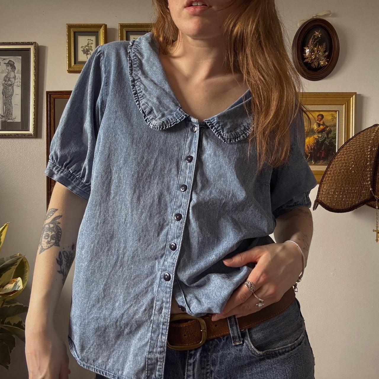 Blue denim cottage top (M)