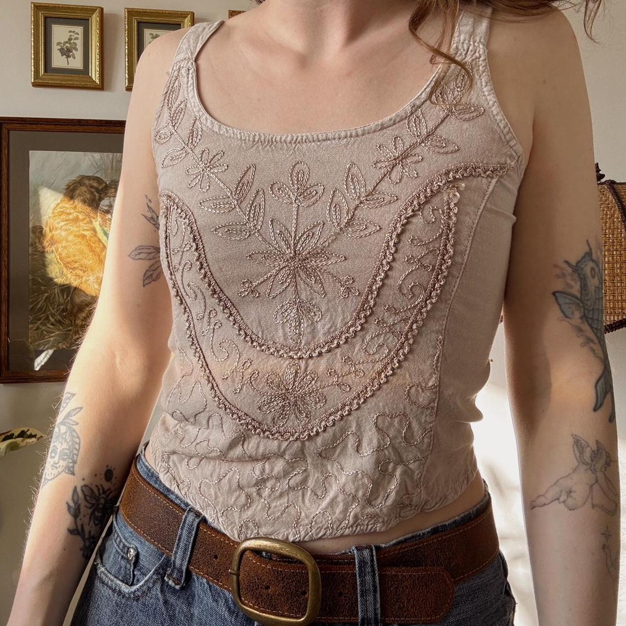 Fairy embroidery vintage tank top (S)