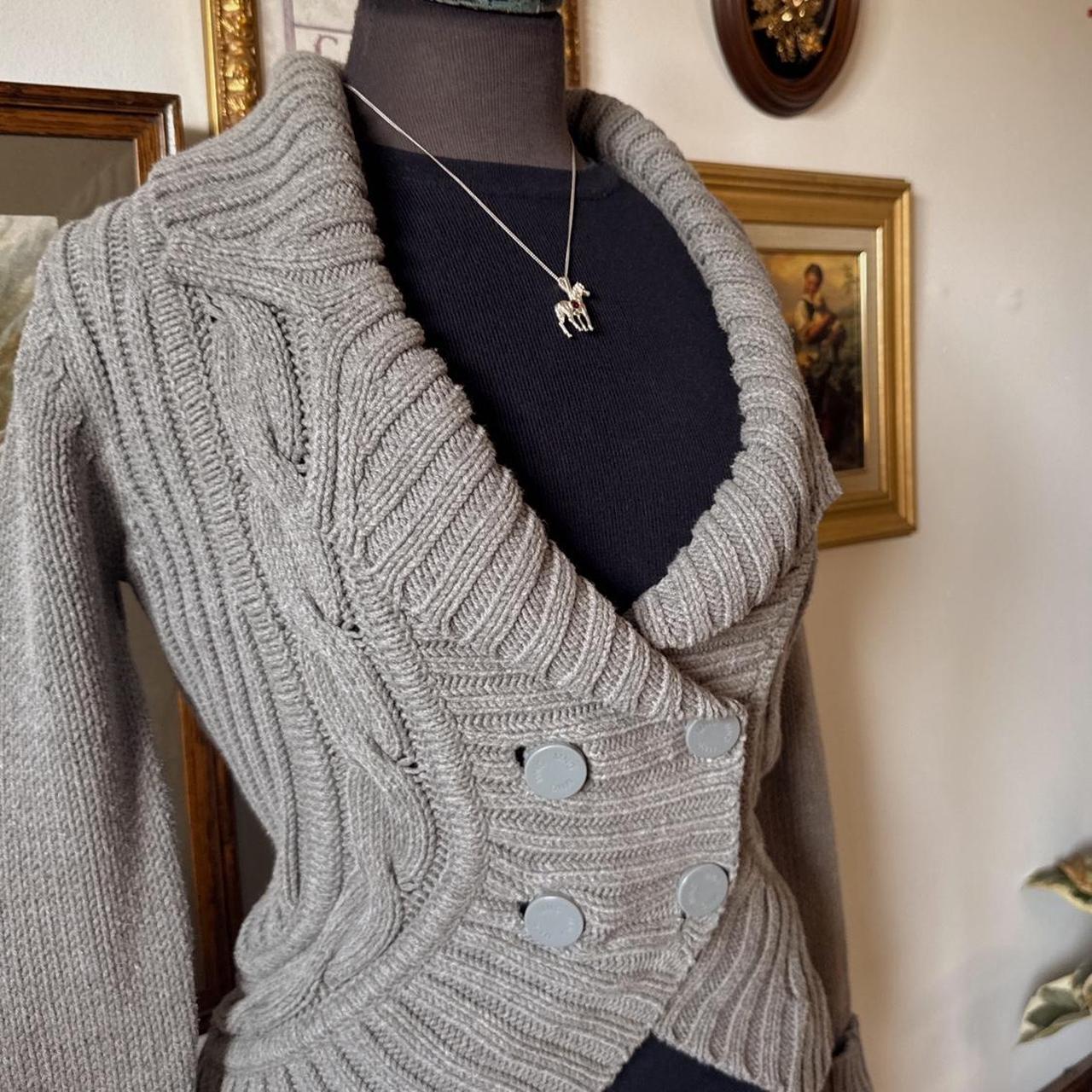 Grey cable knit shrug cardigan (S)