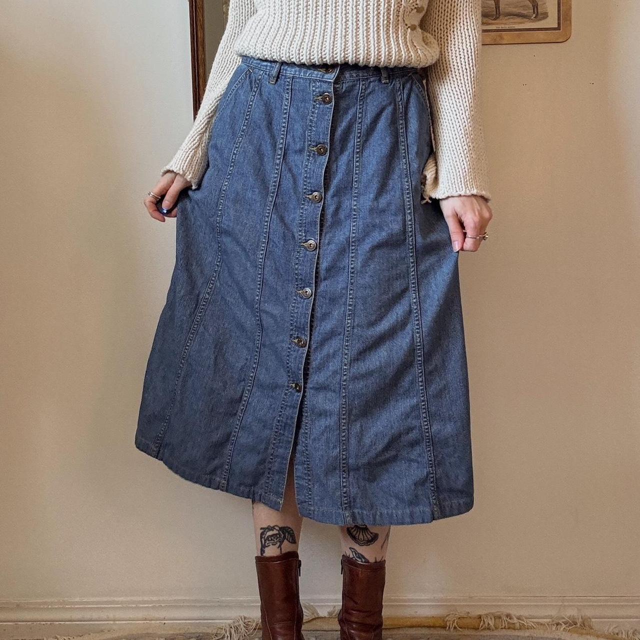 90s denim maxi/midi skirt (S)