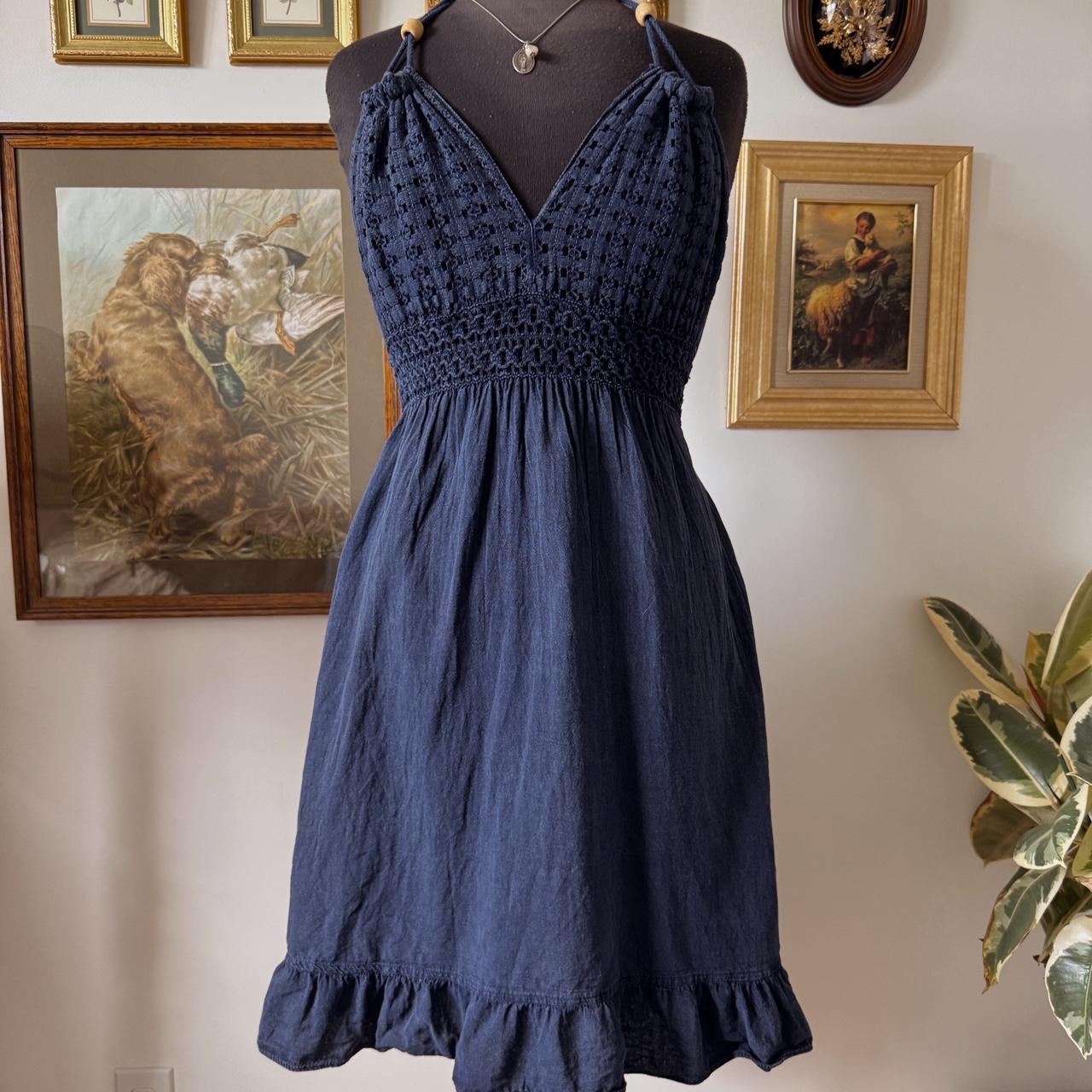 Navy blue halter mini dress (L)