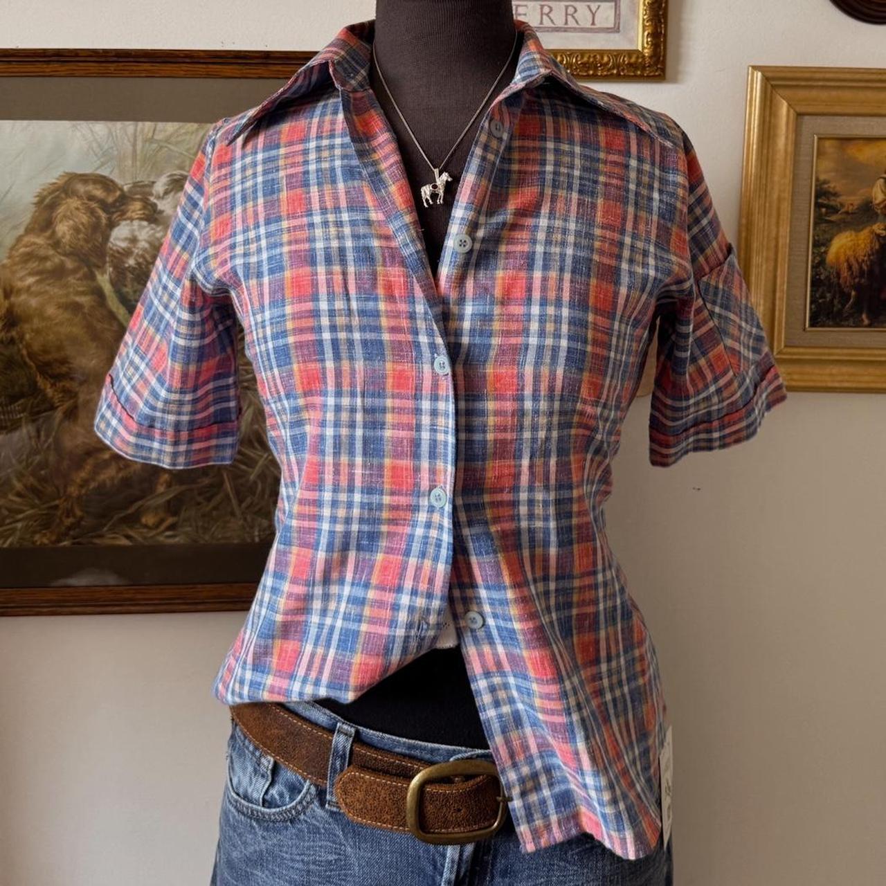 70s plaid button up (S)