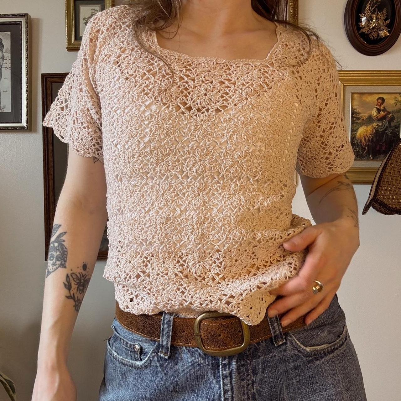 Cream crochet fairy top (M)