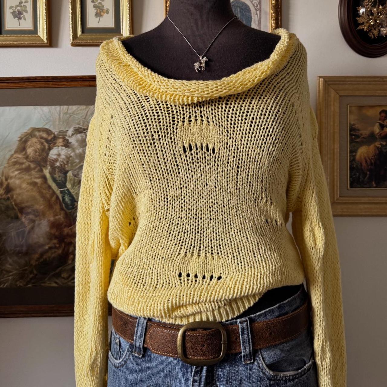 Soft yellow boatneck knit top (M)