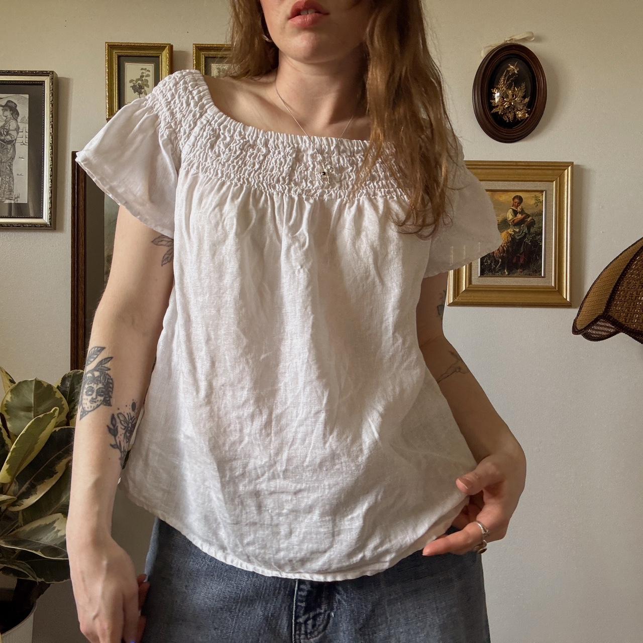 White linen boho top (M)