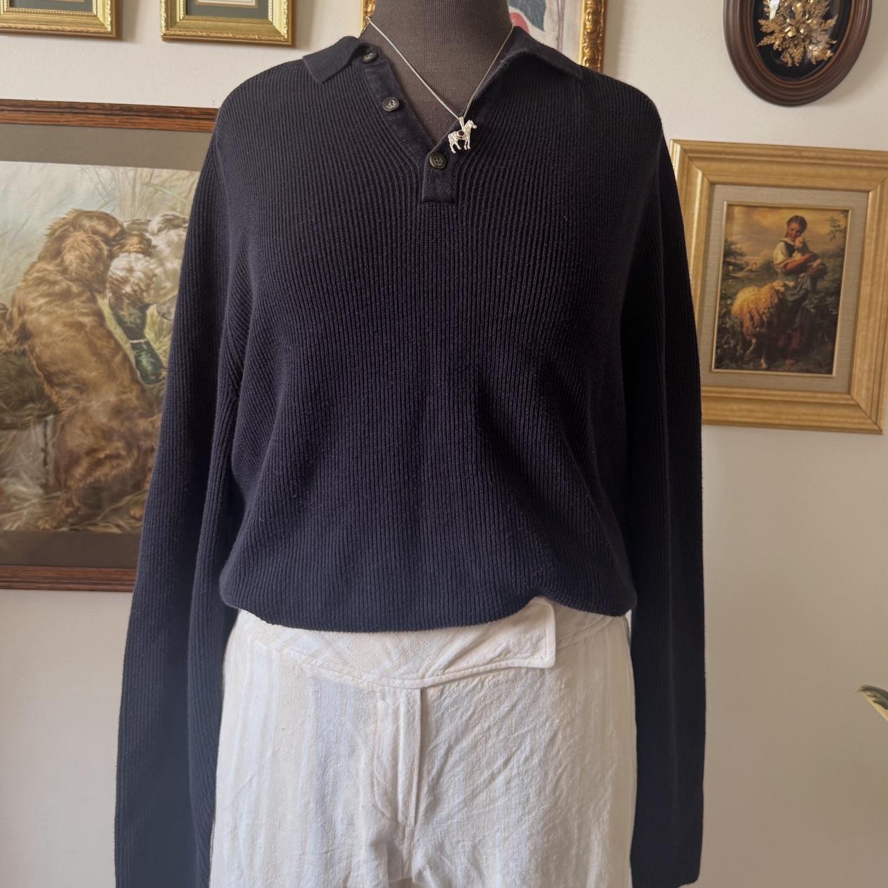 Navy ribbed cotton sweater (L)
