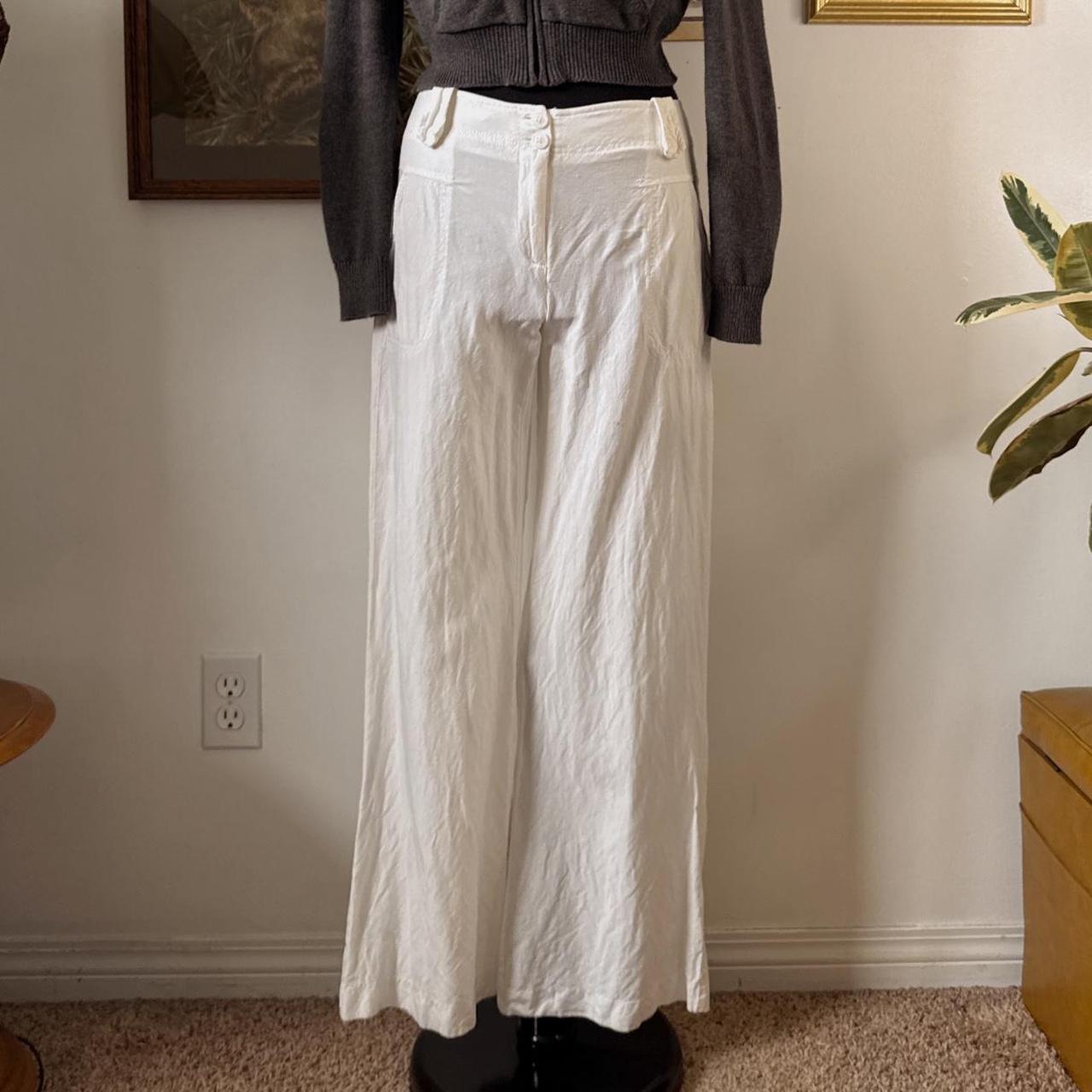 White linen wide leg pants (S)