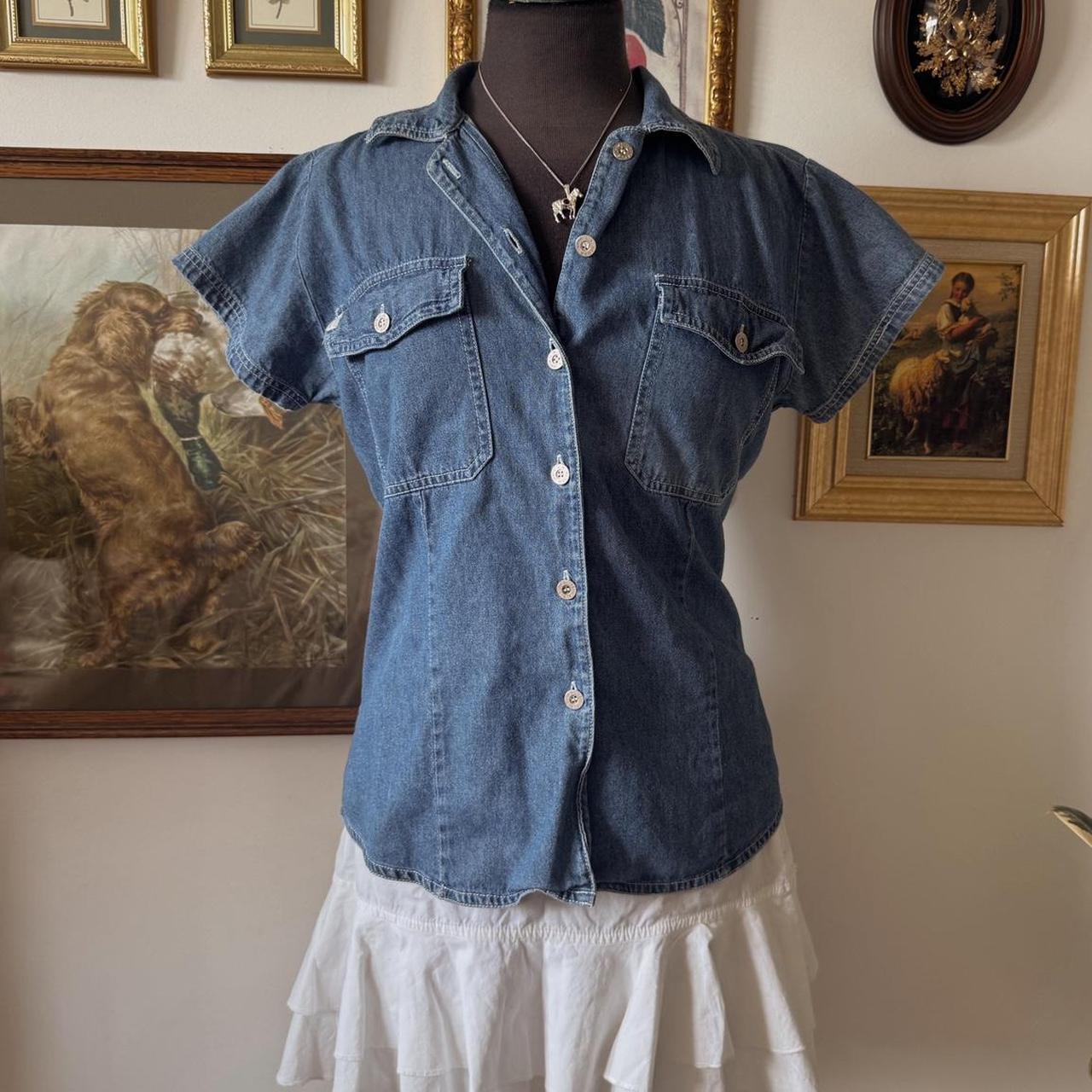 Denim button up short sleeve (M)