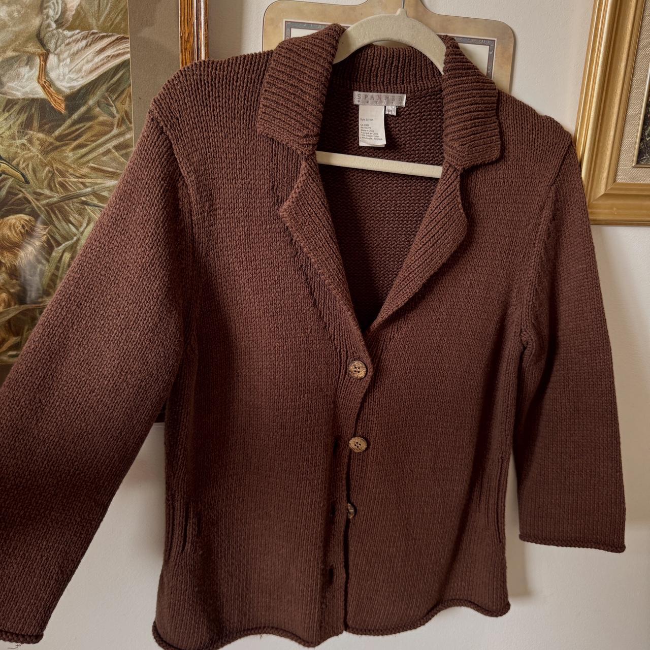 Chocolate brown slouch knit cardigan (S/M)