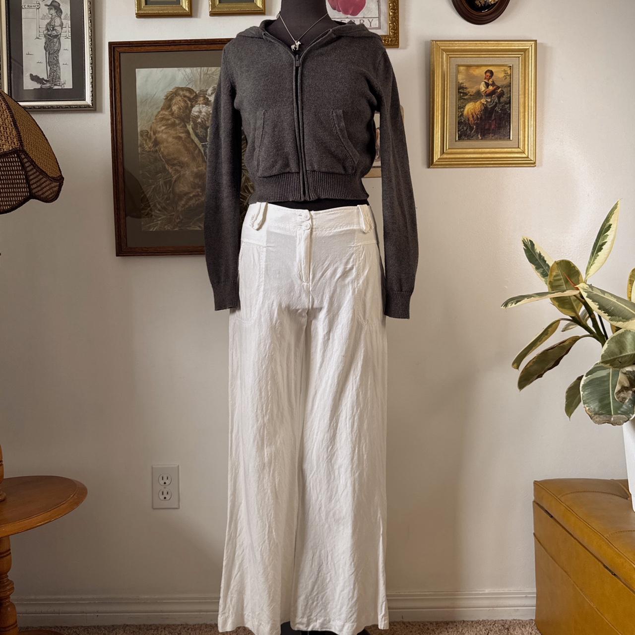 White linen wide leg pants (S)