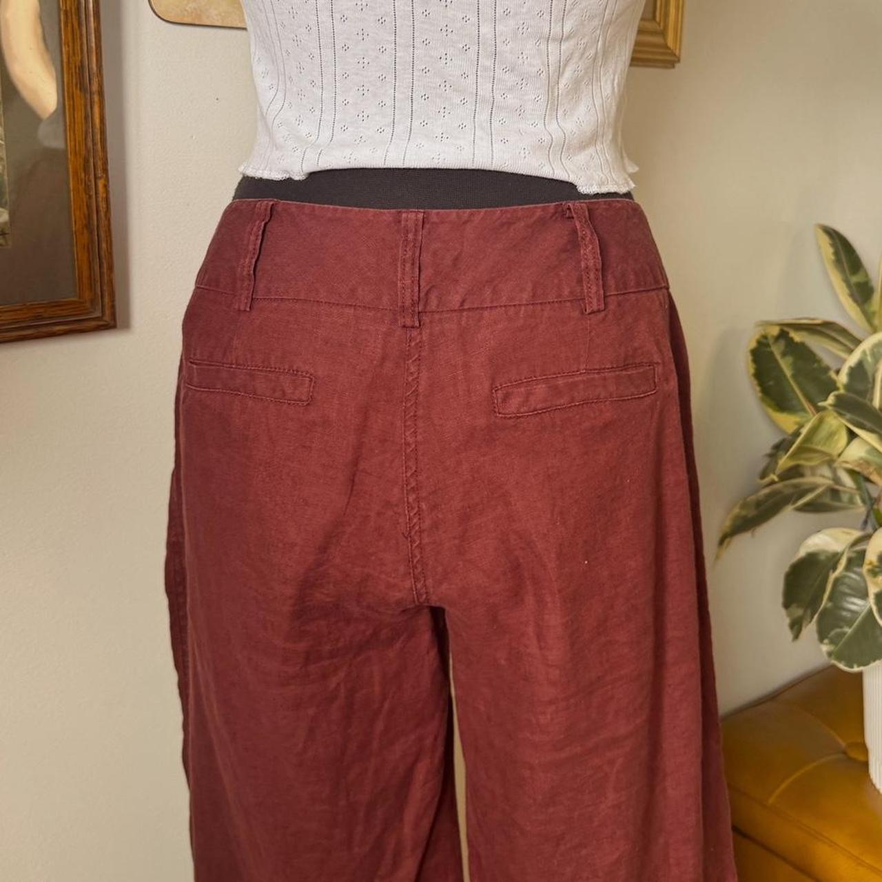 Burgundy linen wide leg pants (M/L)