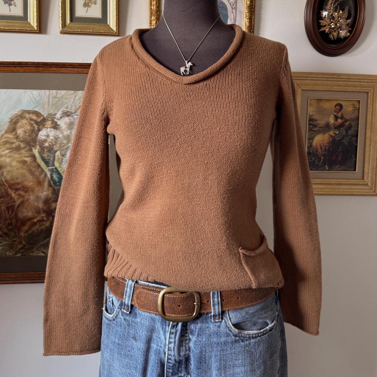 Caramel brown soft knit sweater (S)
