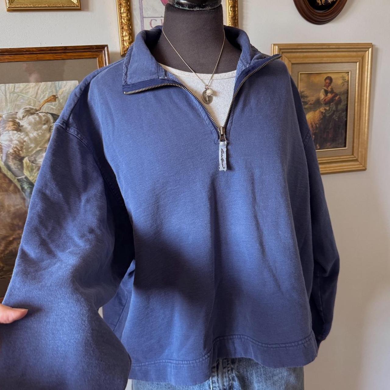 Navy blue slouchy quarter zip sweater (L)