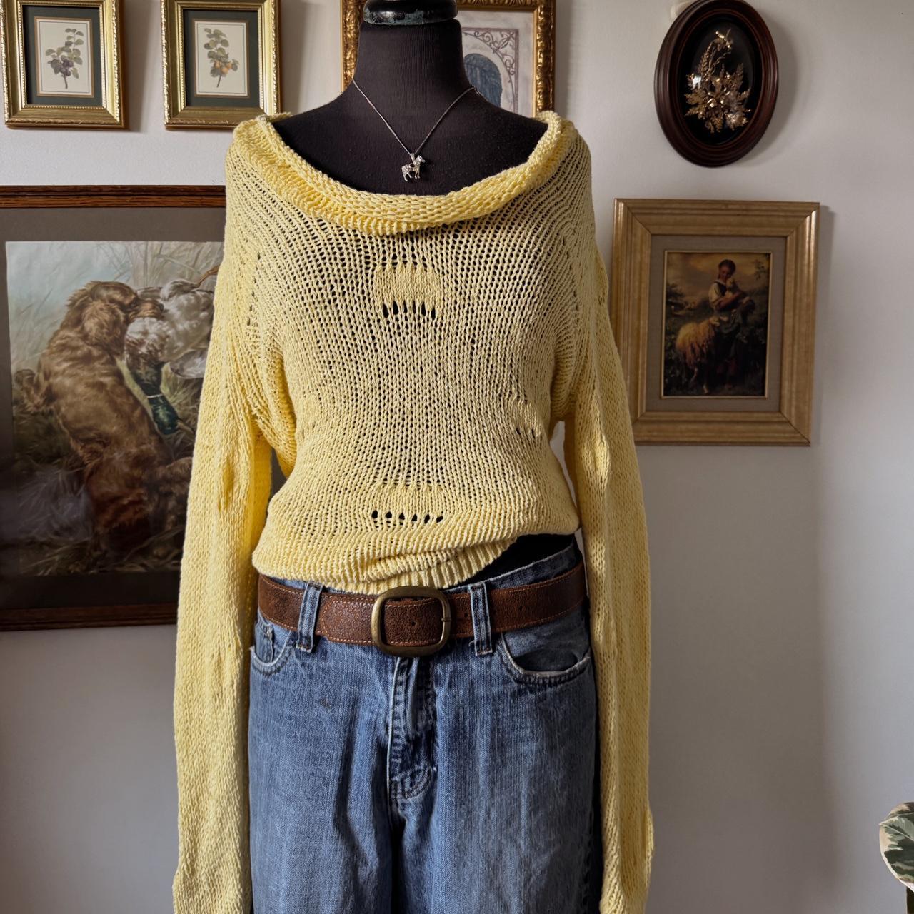 Soft yellow boatneck knit top (M)
