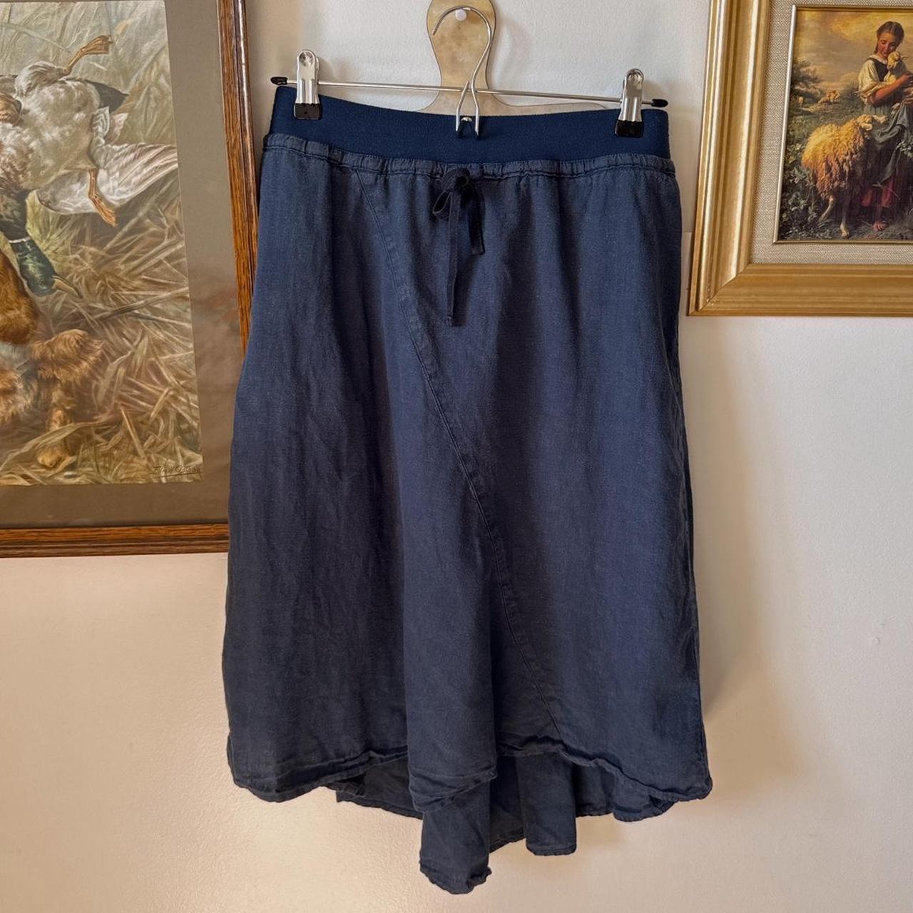 Navy hemp midi skirt (S)