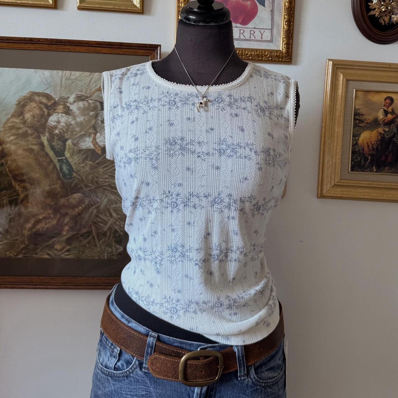 Cream pointelle tank top (L)