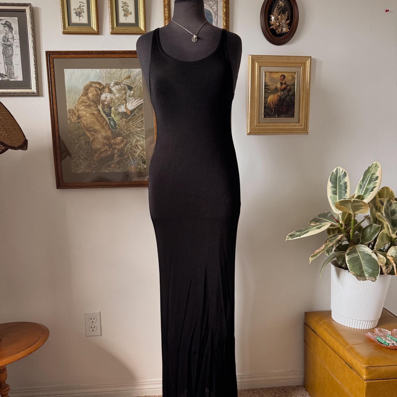 Black slinky maxi dress (M)