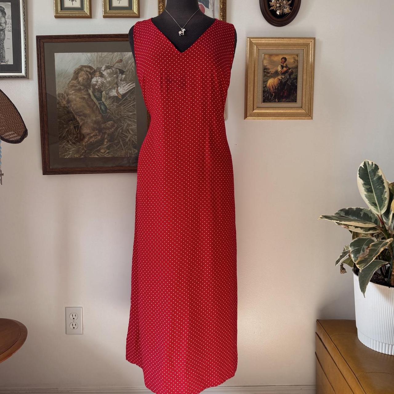 Red polka dot maxi dress (L)