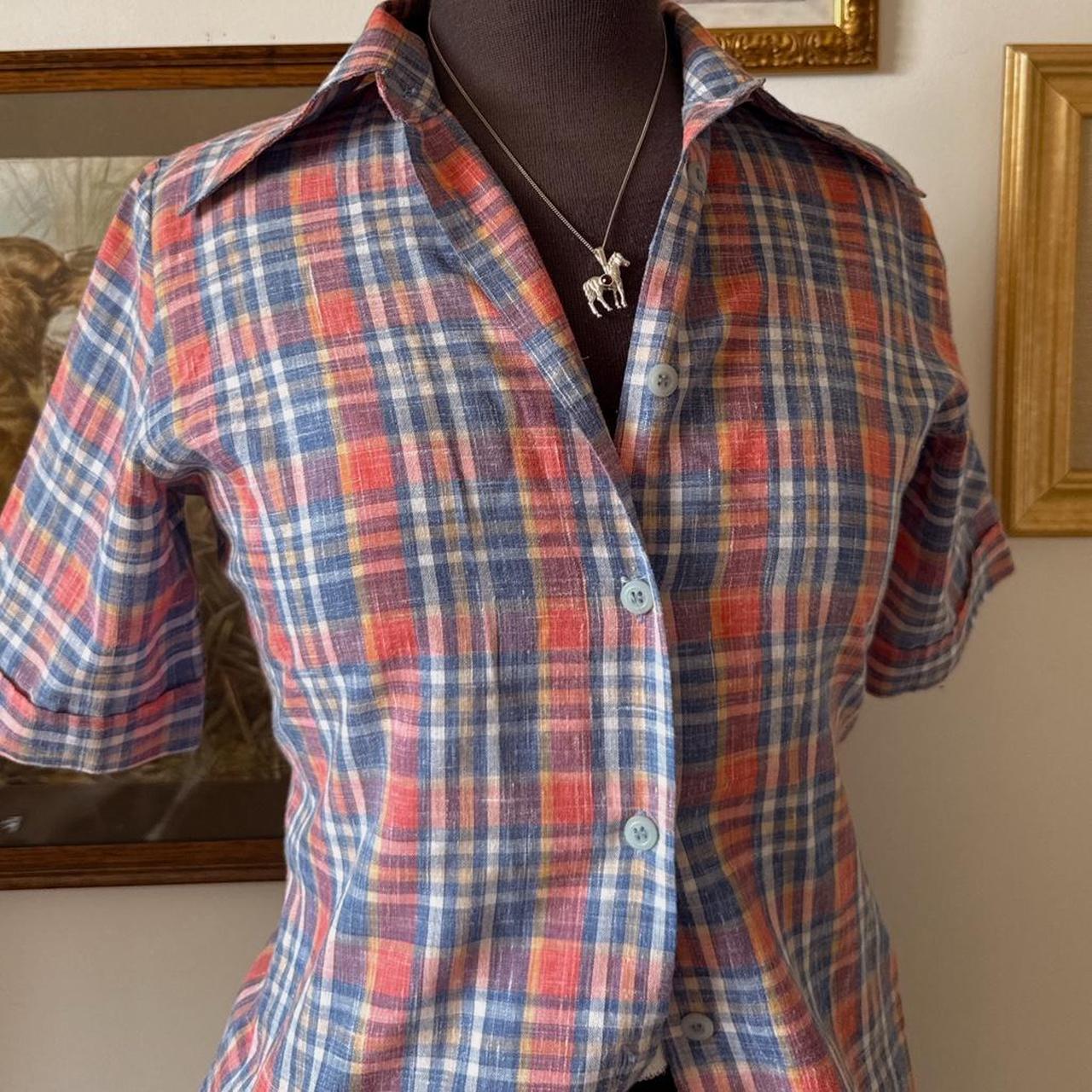 70s plaid button up (S)