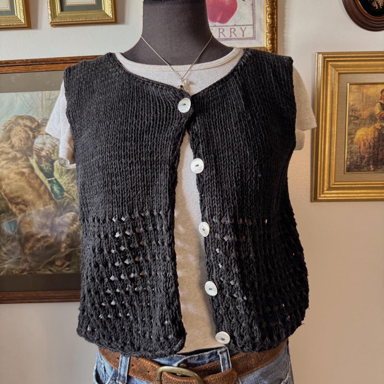 Black crochet knit vest (S)
