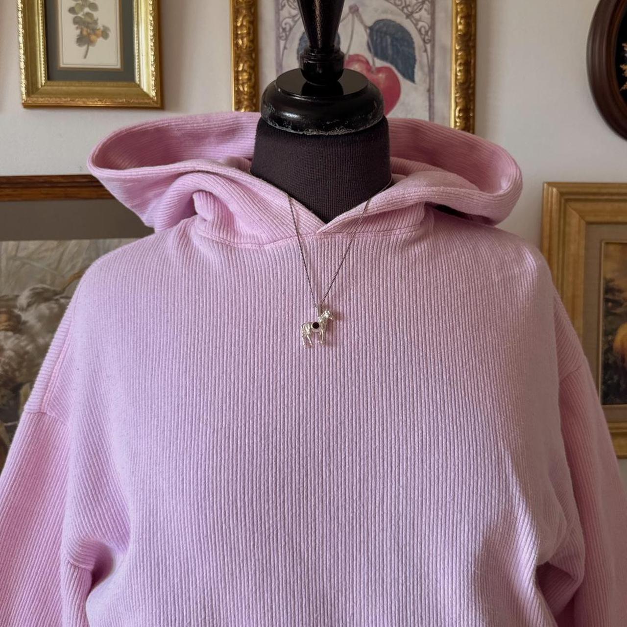 Blossom pink ribbed vintage hoodie (S)