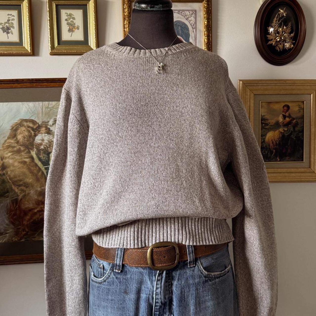 Soft cotton oatmeal knit sweater (L)