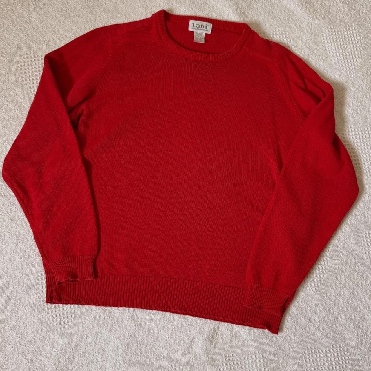 Cherry red cotton knit sweater (L)