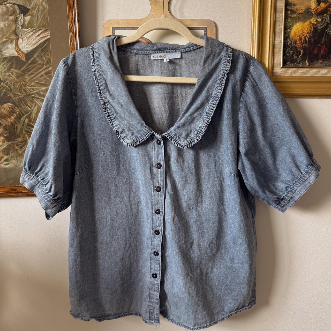 Blue denim cottage top (M)