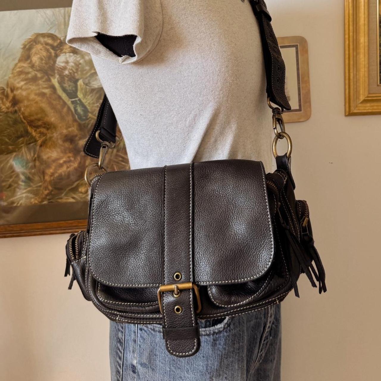 Black slouchy leather messenger bag