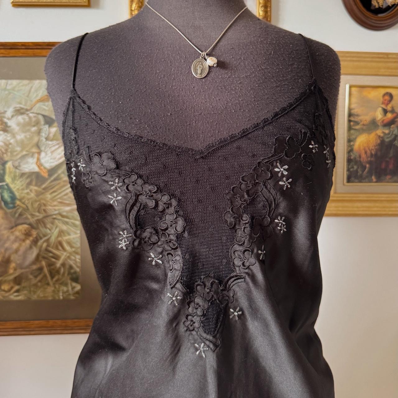 Black satin slip dress (L)