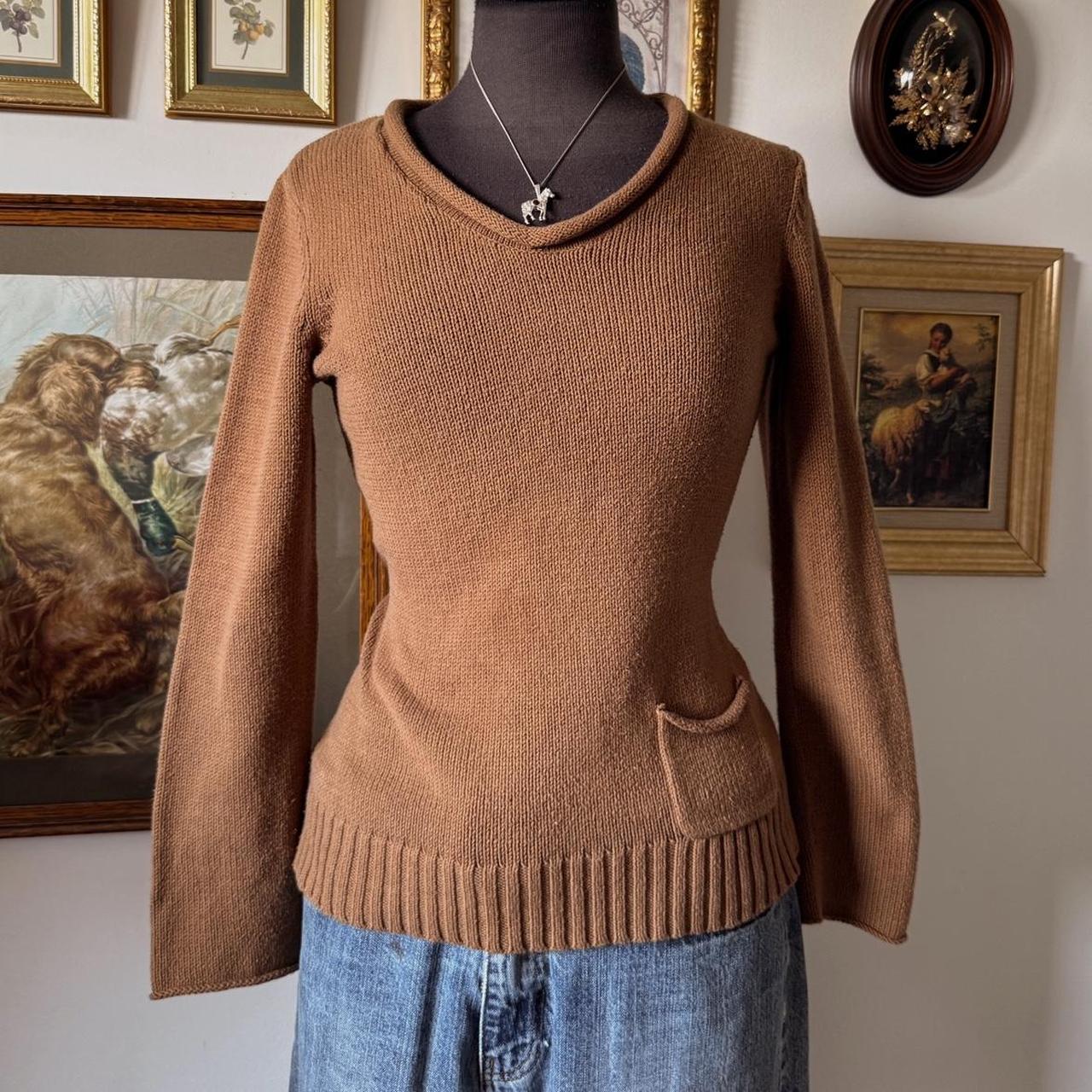 Caramel brown soft knit sweater (S)