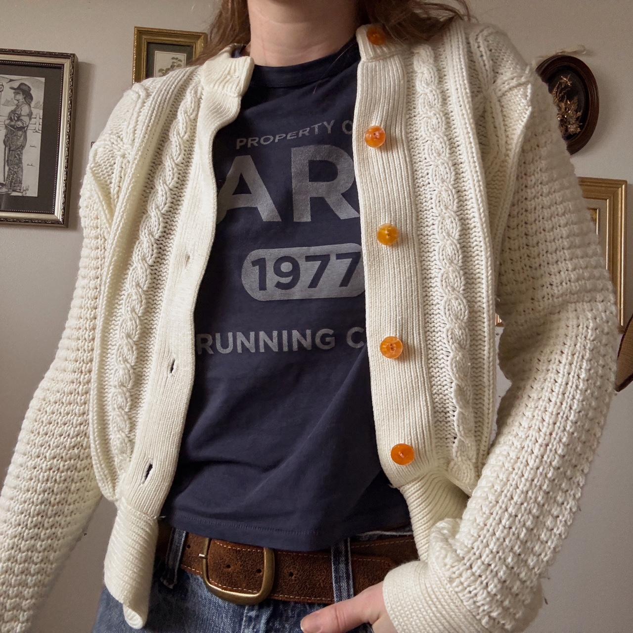 Cream cable knit crop cardigan (S)