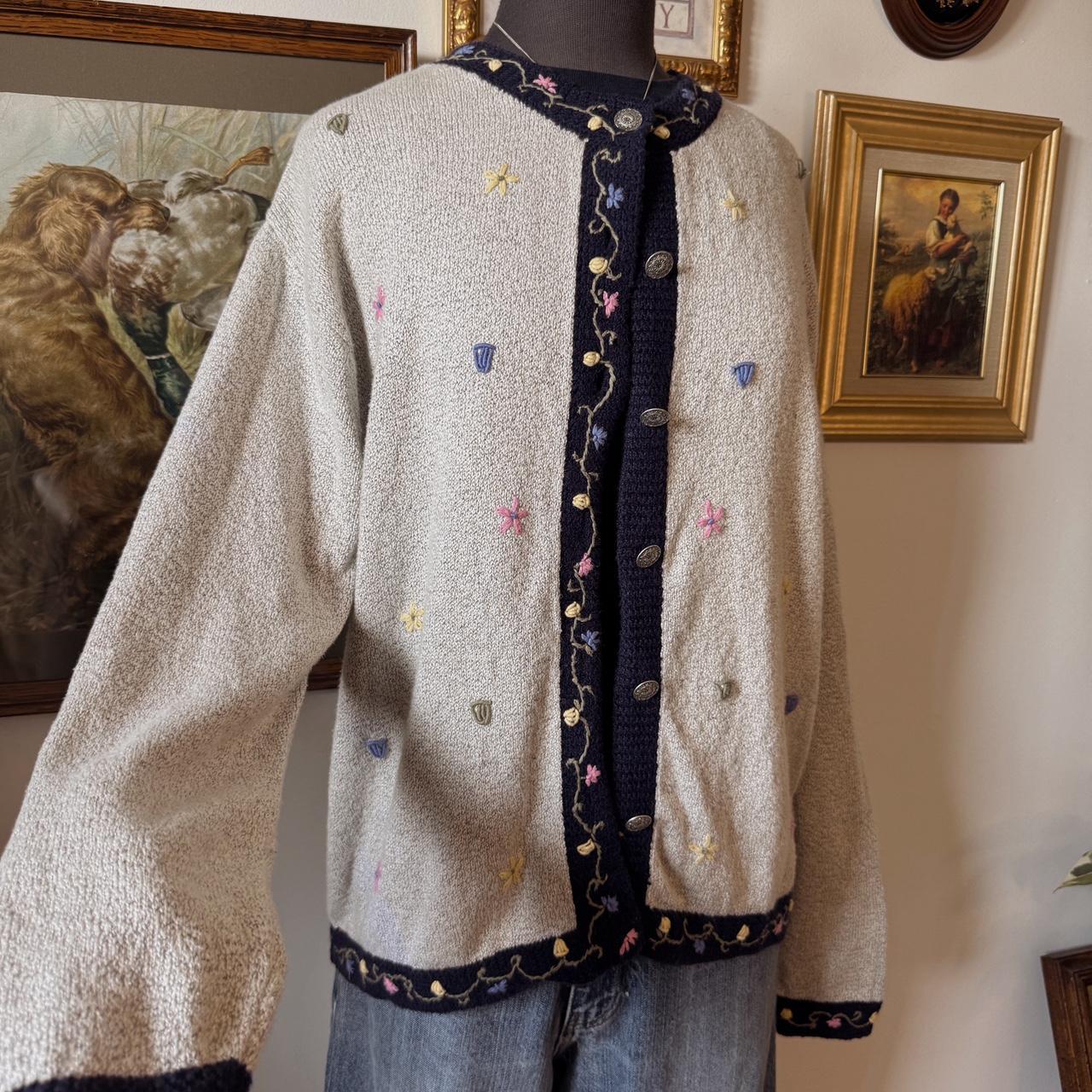 Grey cottage floral cardigan (L)