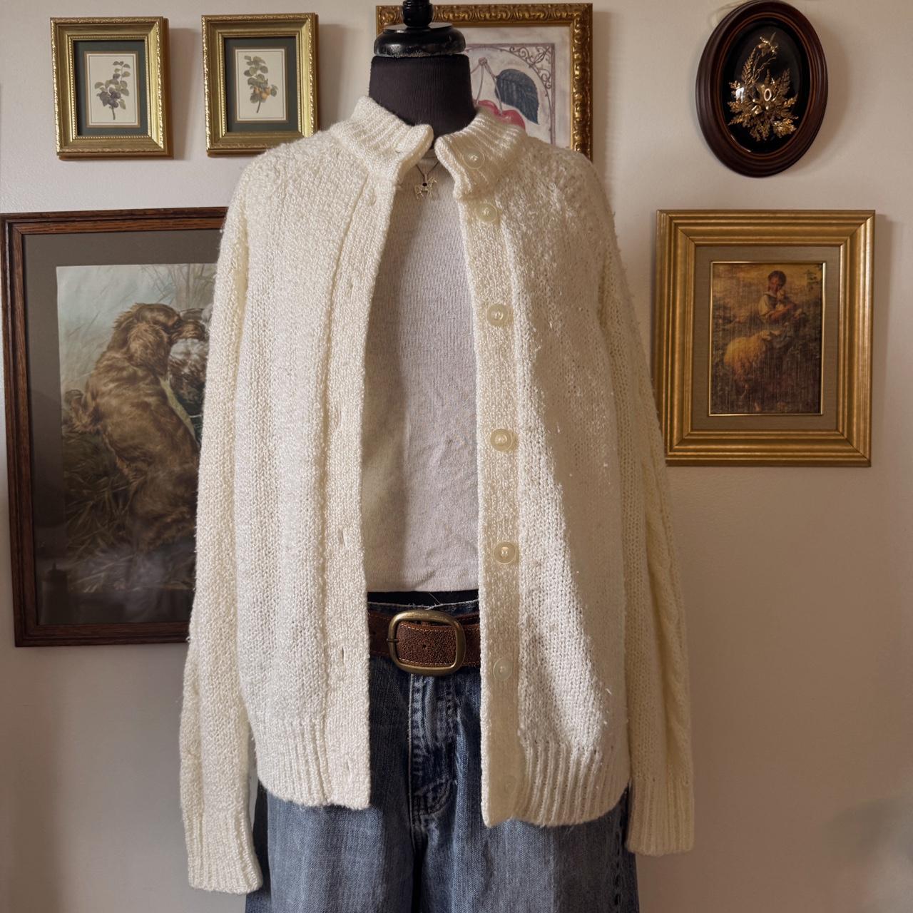 Cream knit slouchy cardigan (S)