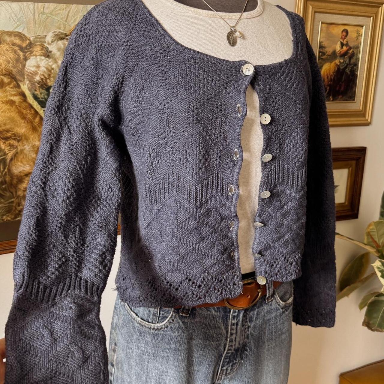Navy cottage knit cardigan (M)