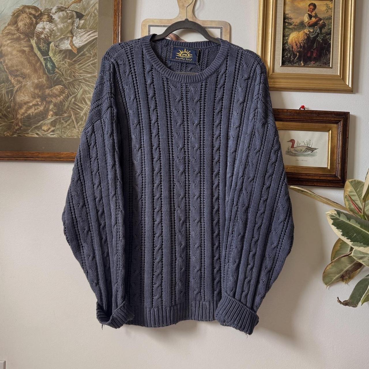 Navy cable knit cotton sweater (XL)