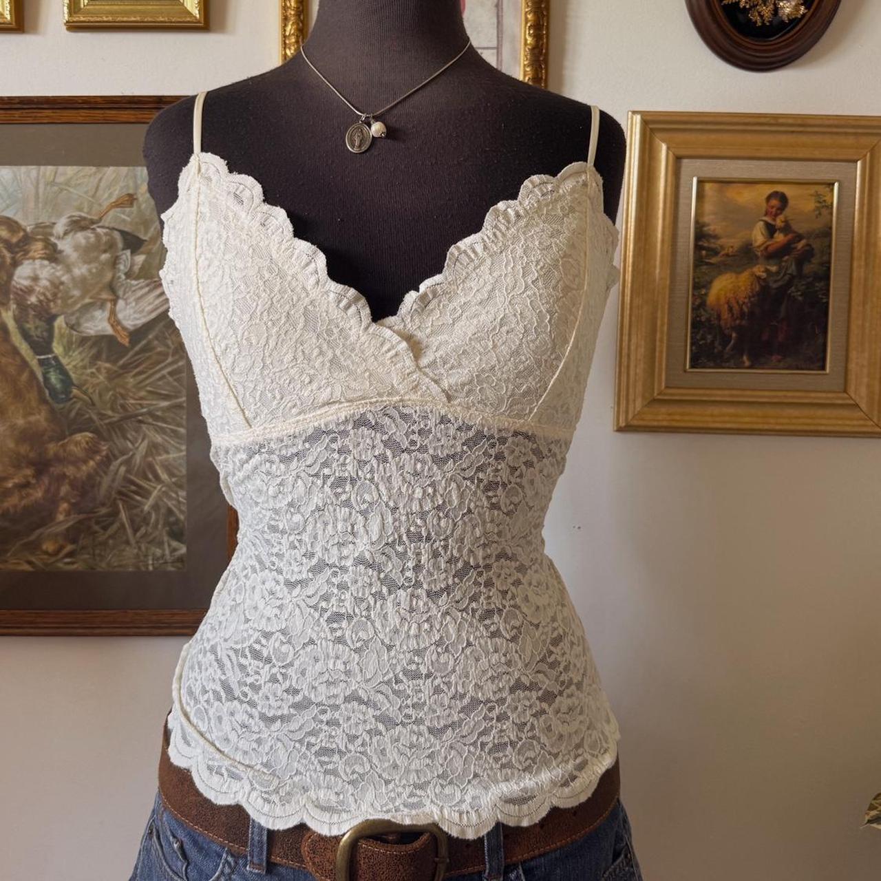 Cream lace cami top (L)