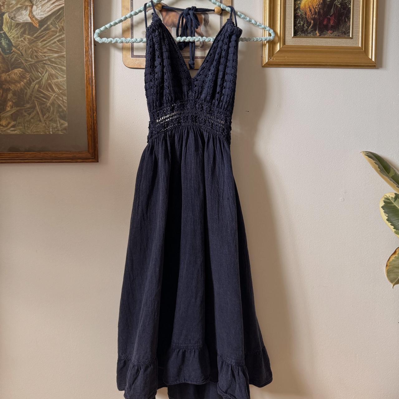 Navy blue halter mini dress (L)