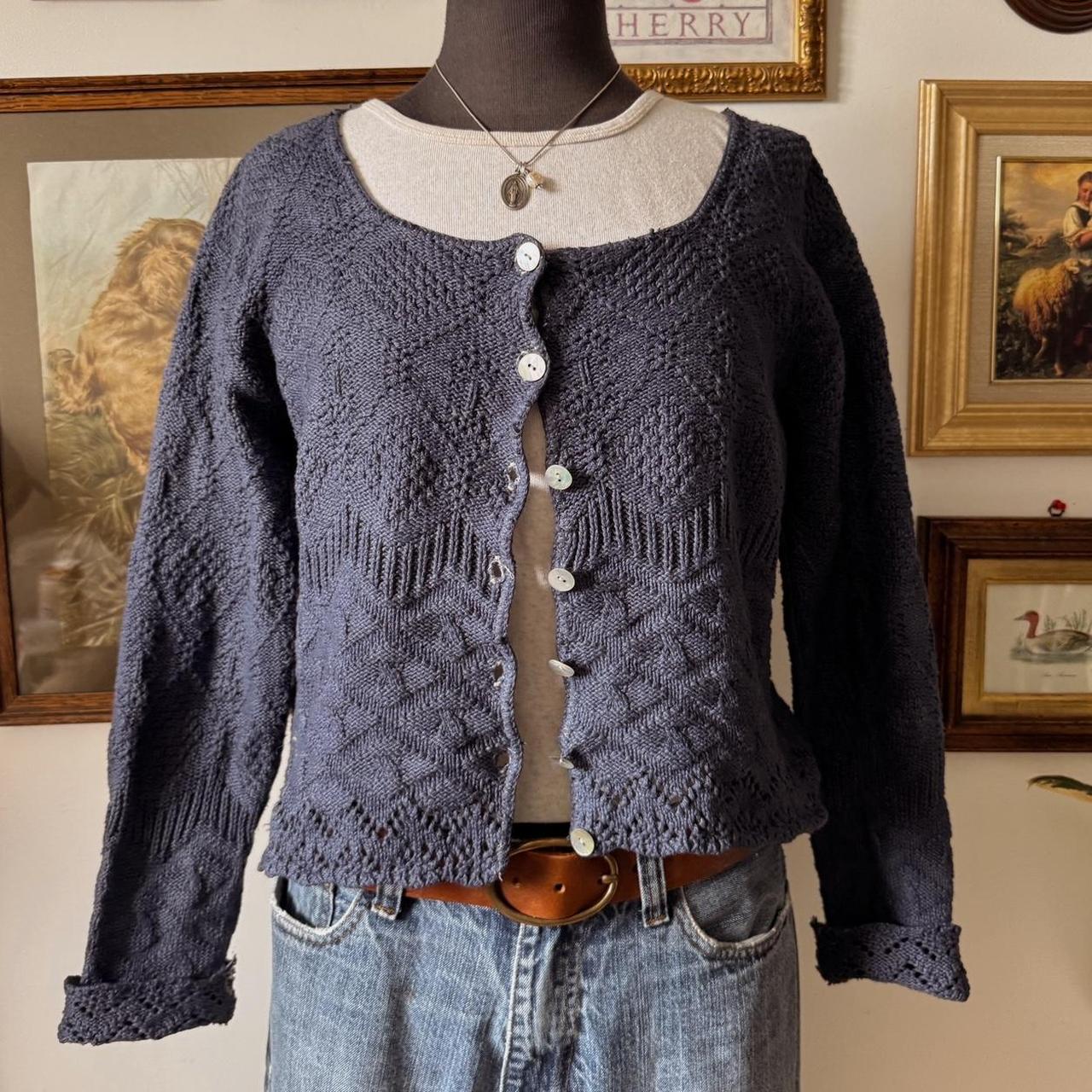 Navy cottage knit cardigan (M)