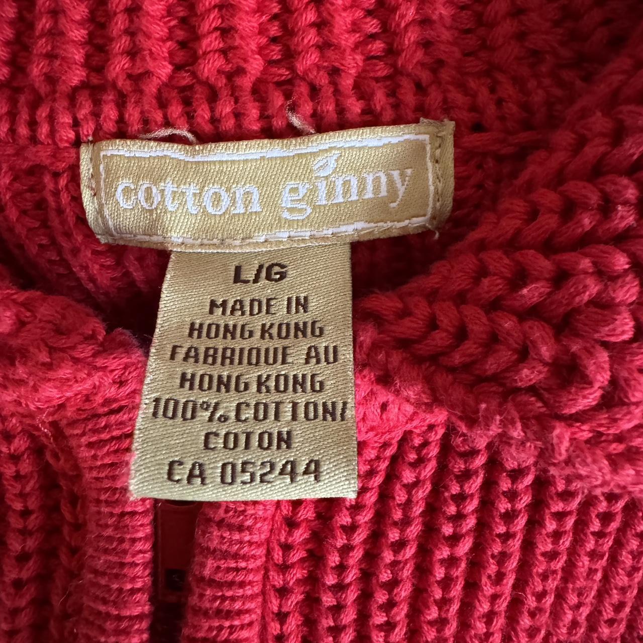 Red cotton zip-up sweater (L)