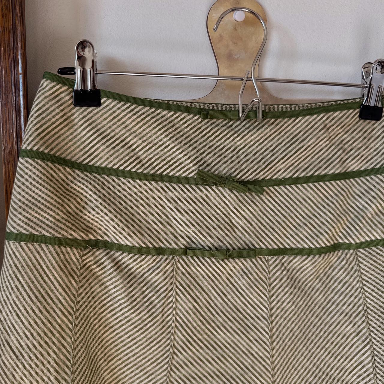 Y2K green striped midi skirt (S)
