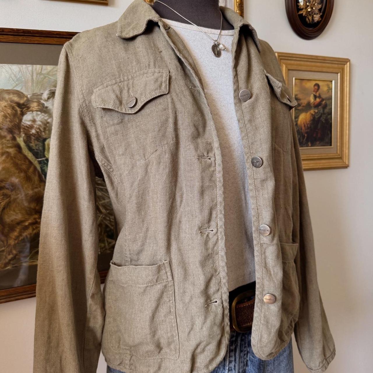 Linen boho khaki jacket (M)