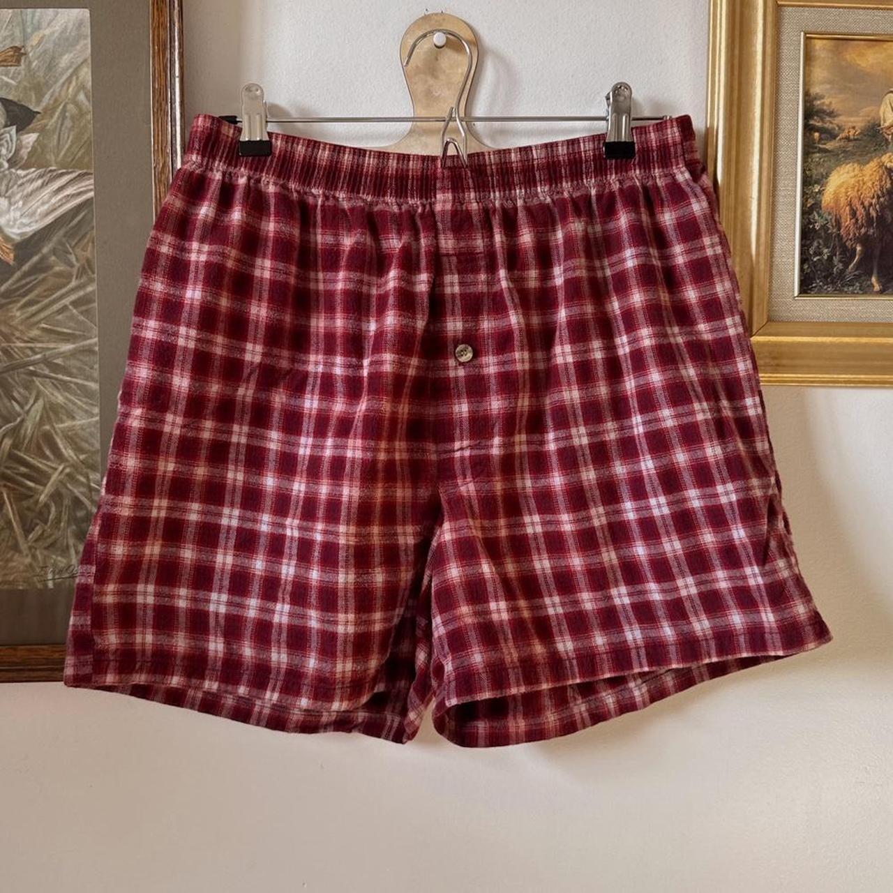 Red flannel boxer shorts (S)