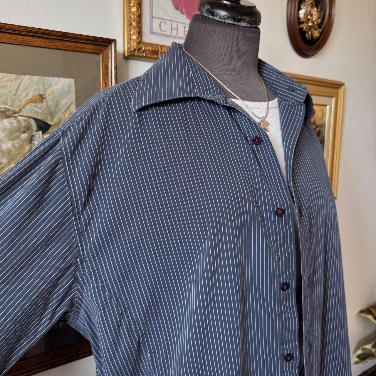 Navy pinstripe button up (L)