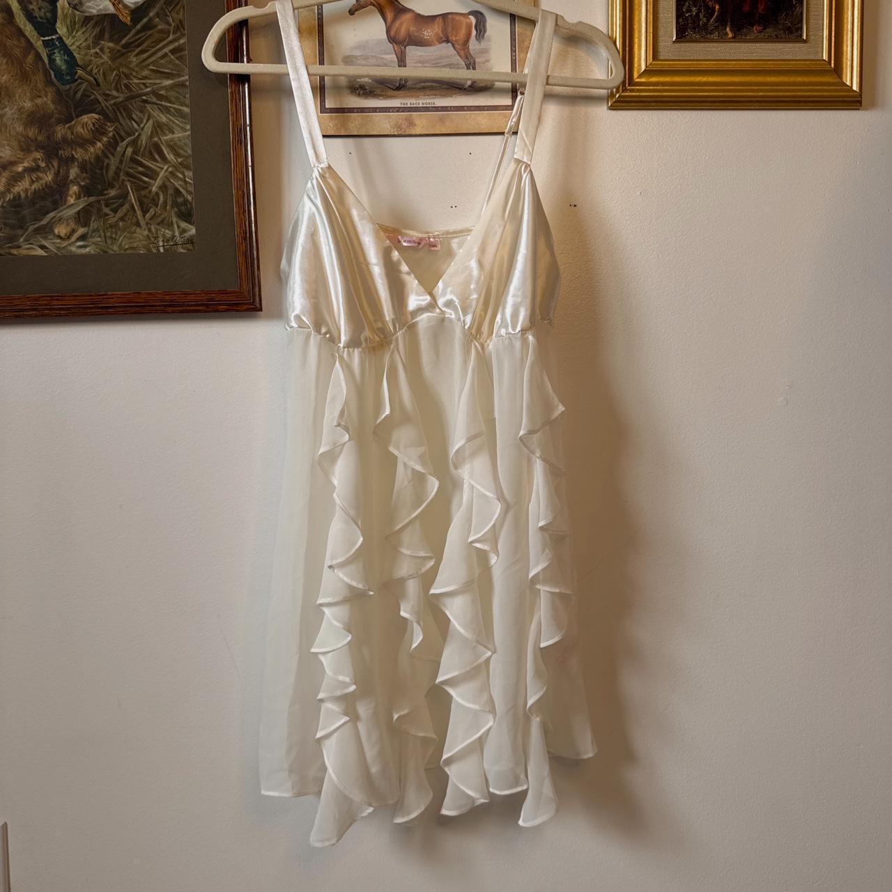 Cream ruffle sheer tank (L)