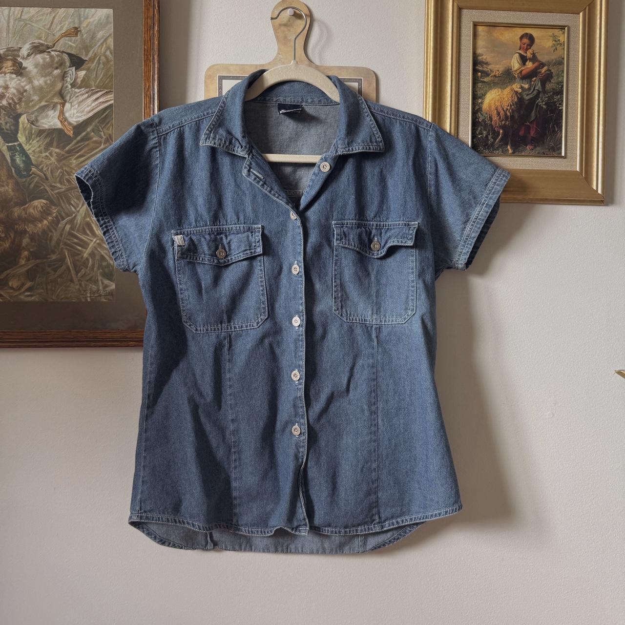Denim button up short sleeve (M)