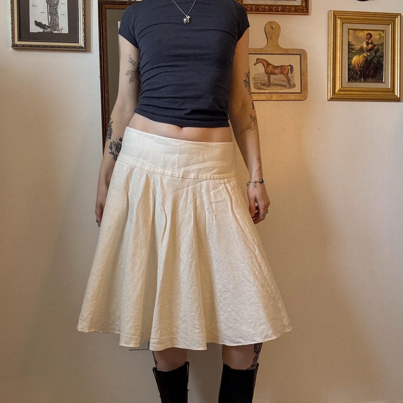 Cream linen midi skirt (S-L)