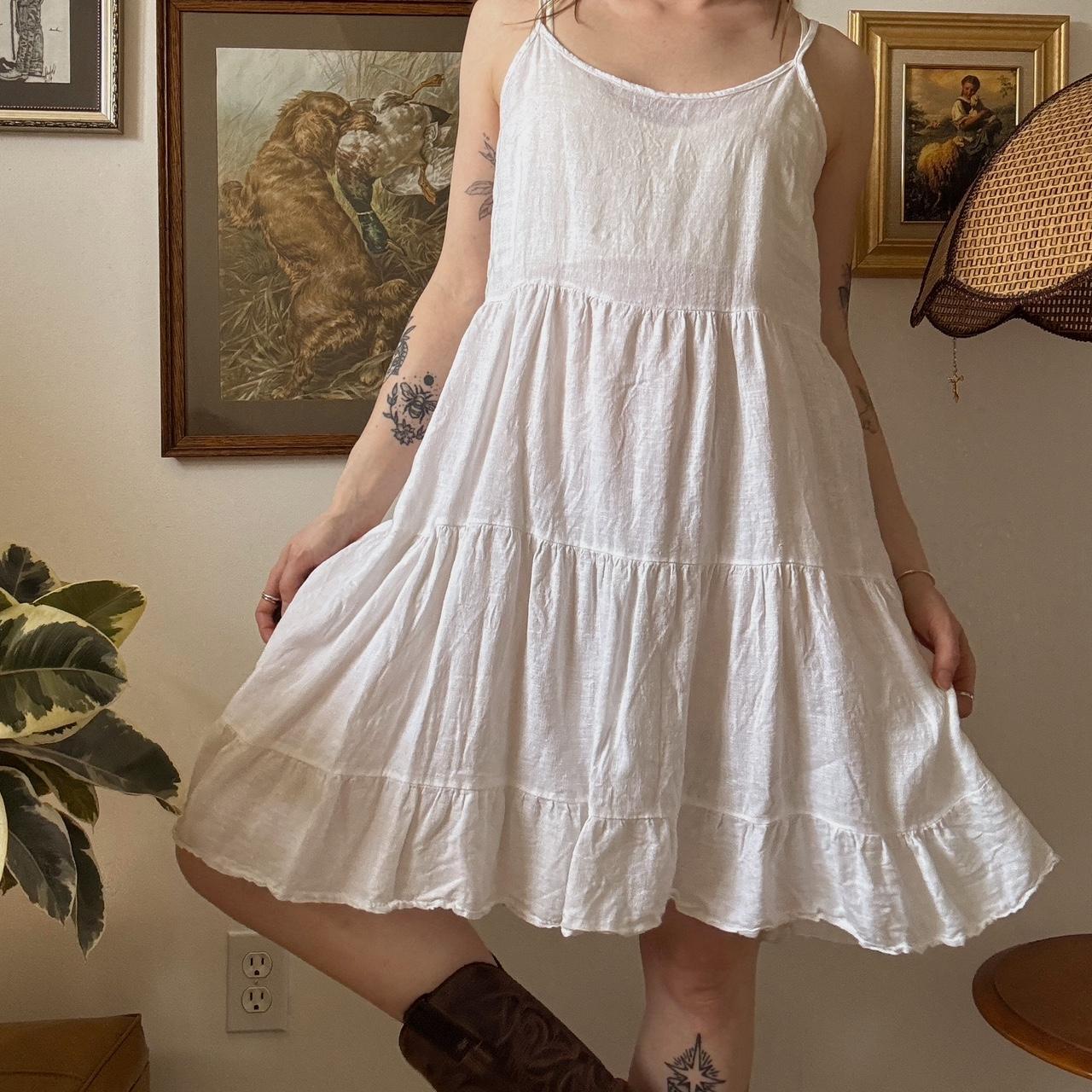 White linen boho dress (S)