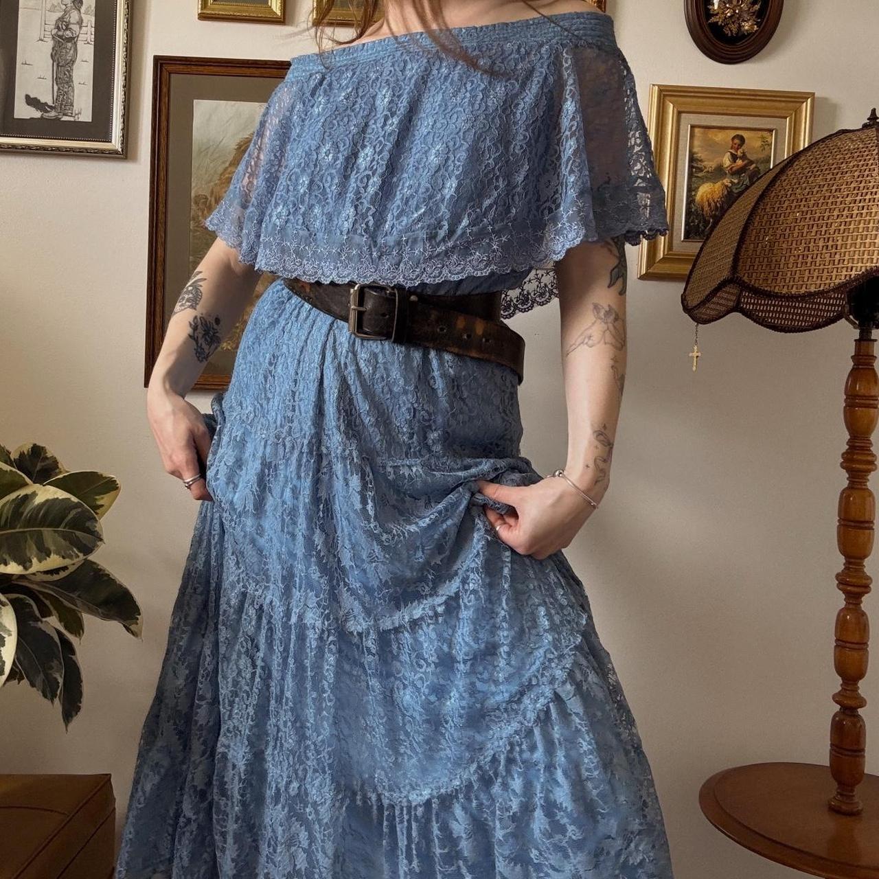 Blue lace maxi dress (L)
